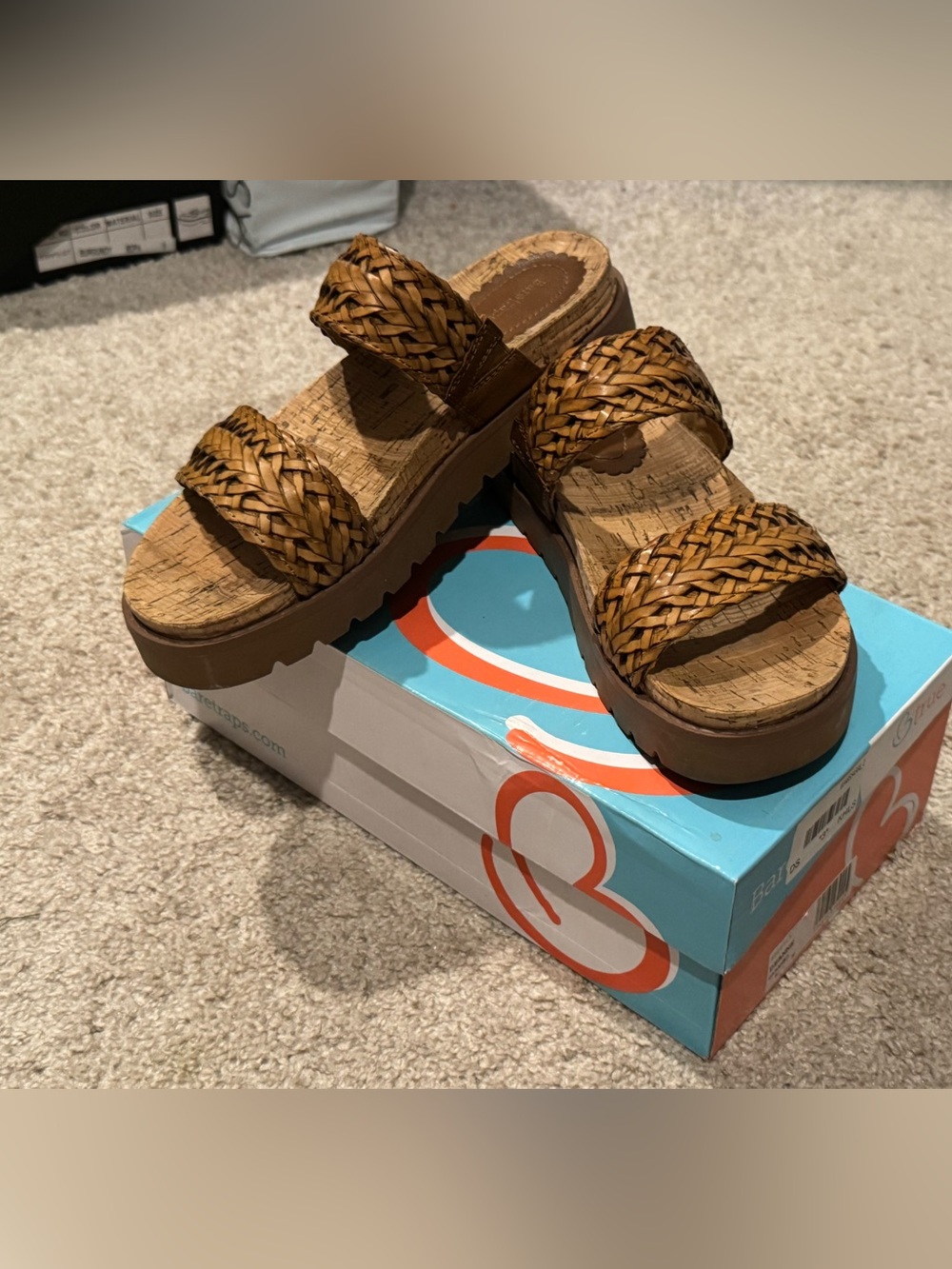 BearPaw Woven Double-Strap Cork Footbed Sandals - Picture 2 of 3